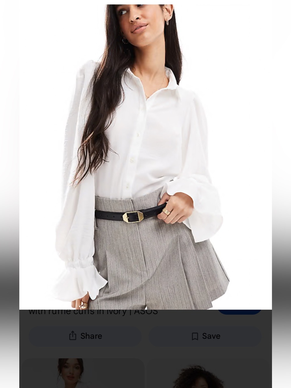 ASOS 10 ASOS DESIGN volume sleeved soft shirt with ruffle cuffs in ivory